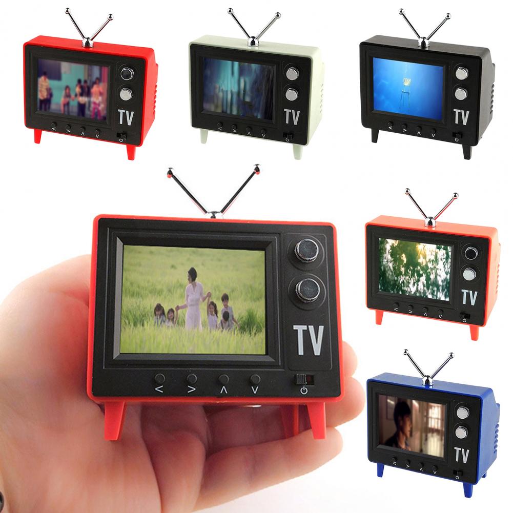 Retro Gaming Tv - มินิทีวีการ์ตูน, เครื่องเล่นทีวีมินิเรโทรแบบชาร์จได้ผ่านพอร์ต Type-C พร้อมหน่วยความจำ 8GB, ของตกแต่งบ้านตุ๊กตาขนาด